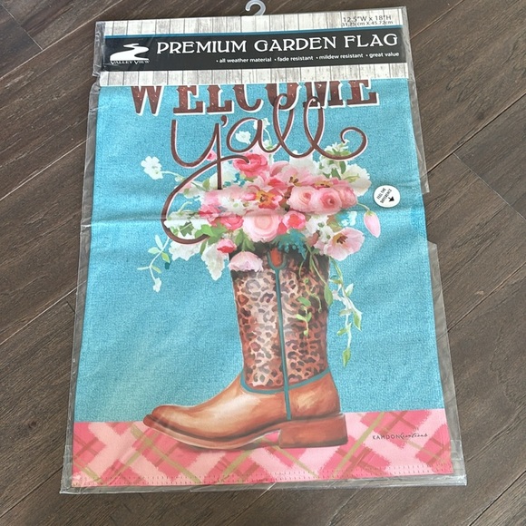 Valley View Garden Flag,Welcome Y’all, cowboy boots filled with flowers,2 sided - Picture 1 of 4